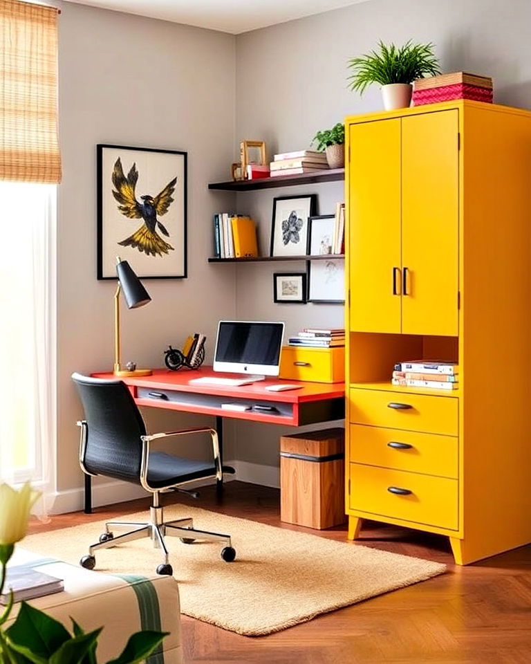 statement furniture pieces for office - 30 Colorful Home Office Ideas