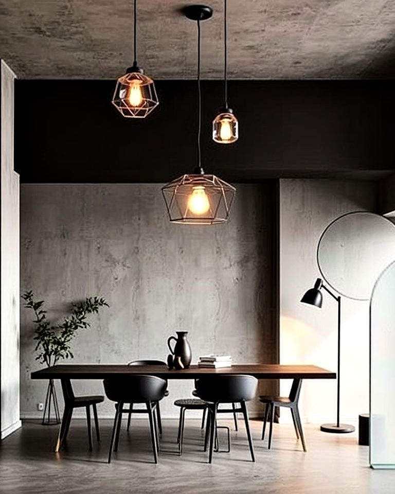 statement lighting fixtures to brutalist interiors - 15 Brutalism Interior Design Ideas