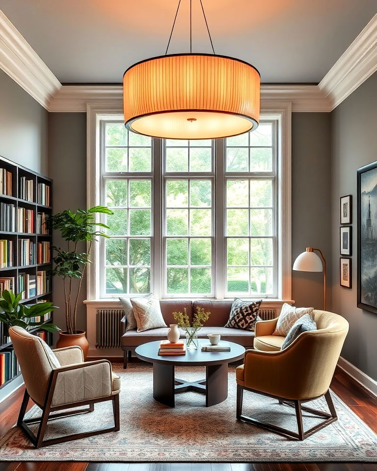 statement lighting for ambiance - 25 Reading Room Ideas