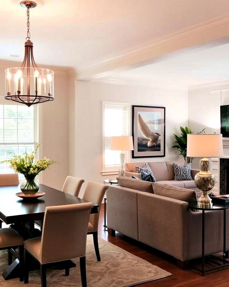 statement lighting for living and dining room combo - 30 Living Room Dining Room Combos
