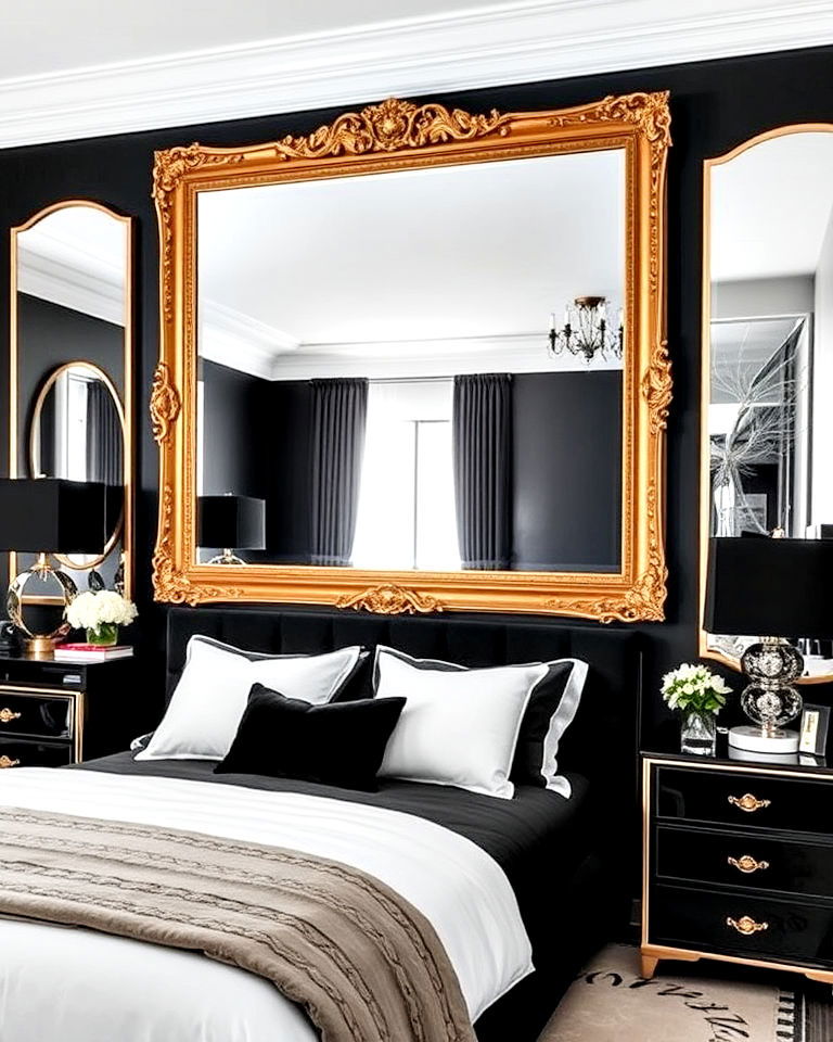 statement mirror for bedroom - 25 Luxury Black Bedroom Ideas