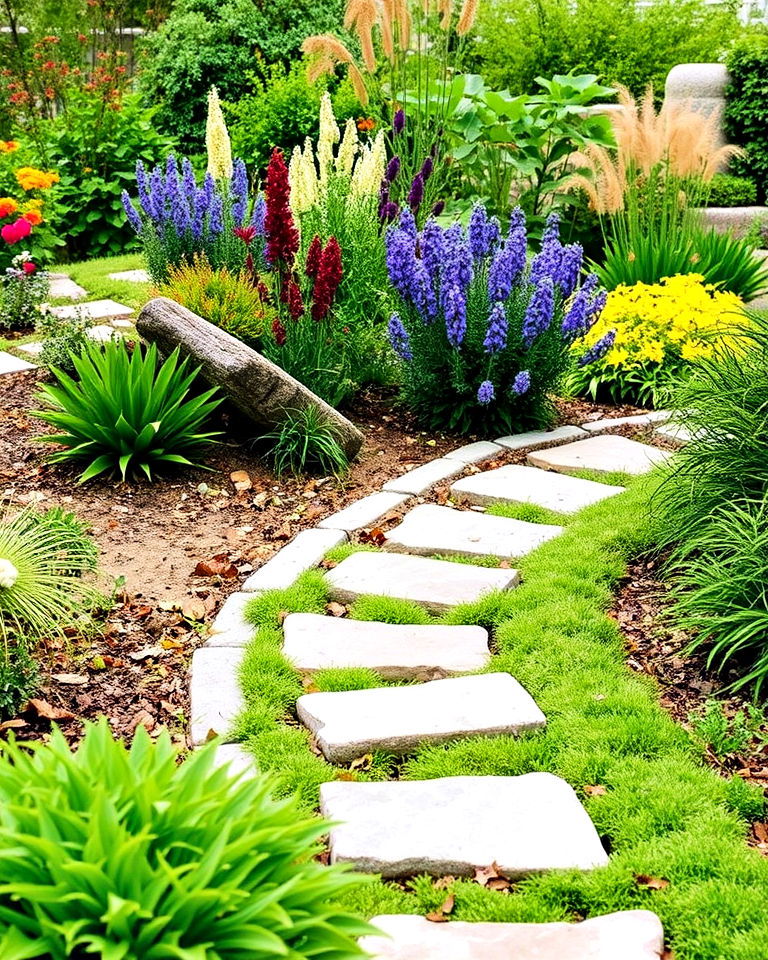stepping stone borders for a path like feel - 25 Stone Garden Edging Ideas