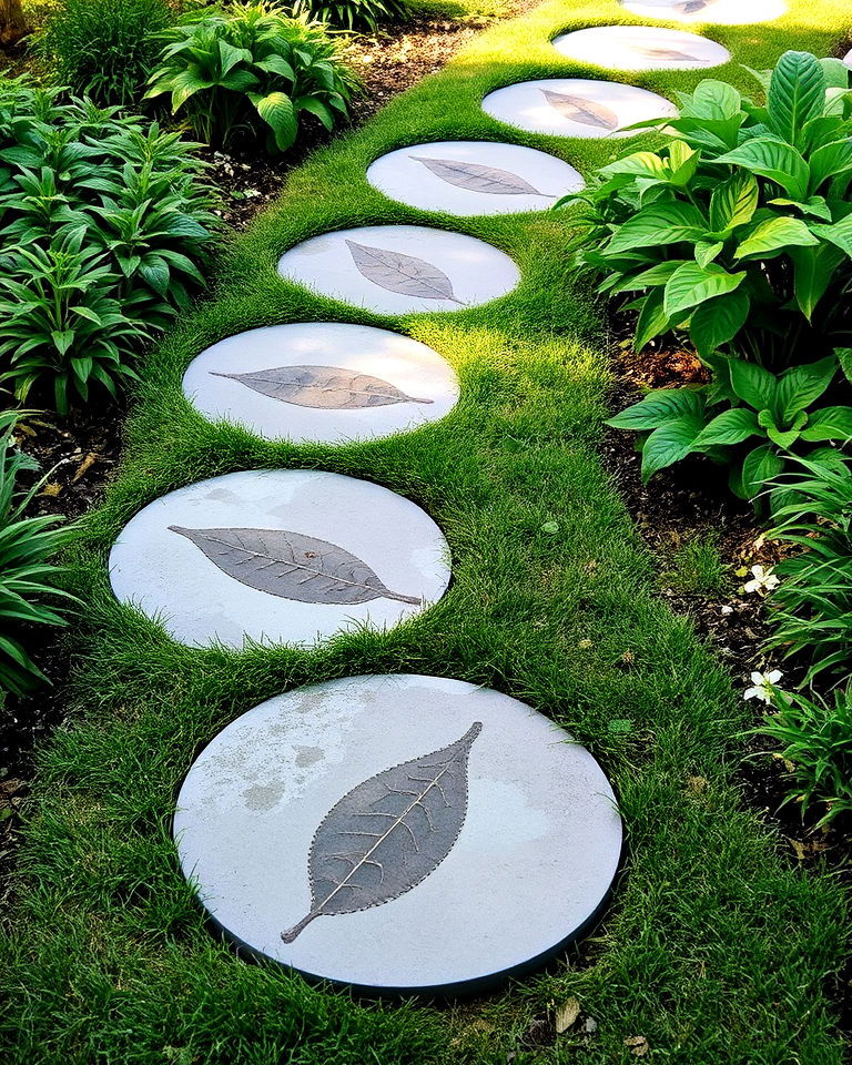 stepping stones for a defined pathway - 20 Concrete Garden Ideas