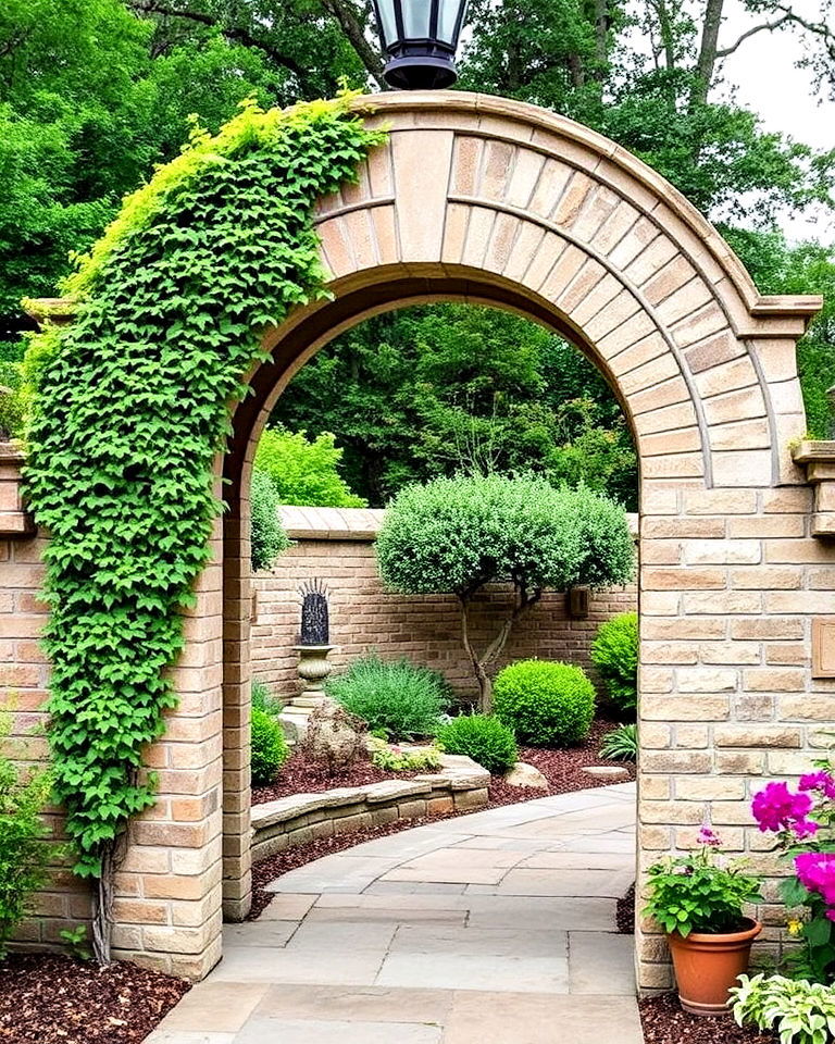 stone arch for grand entrances - 25 Garden Arch Ideas
