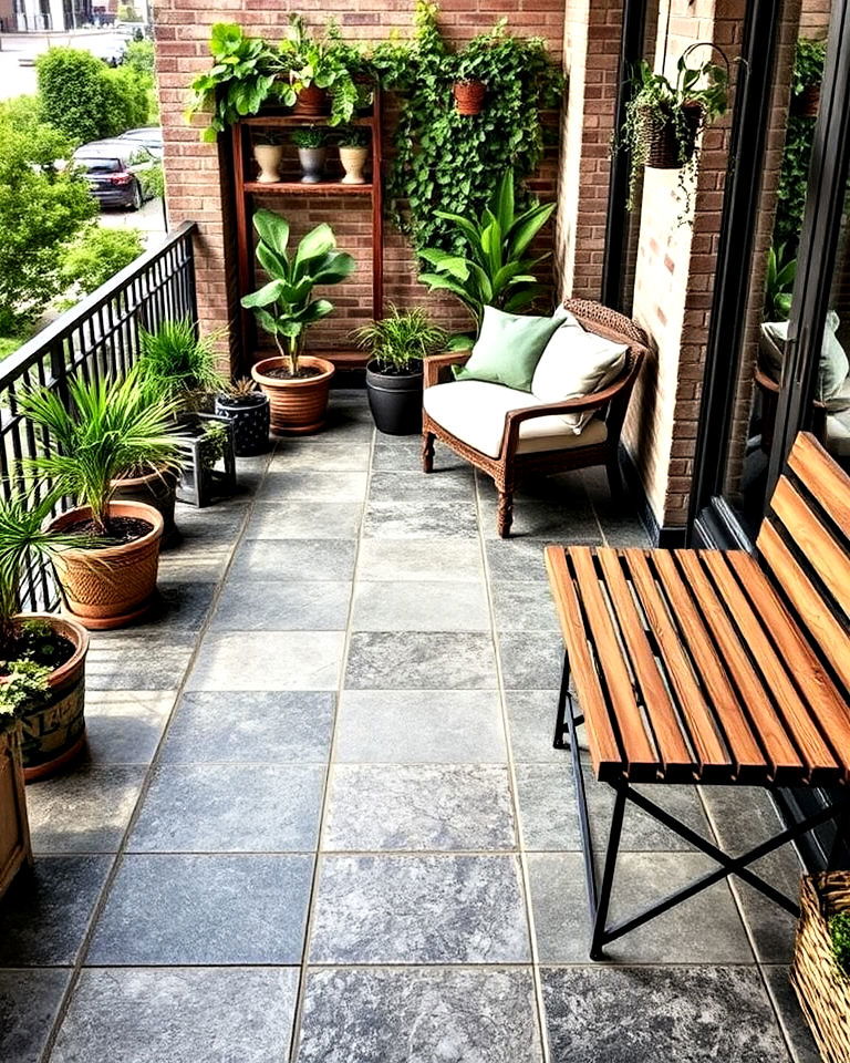 stone finish balcony floor tiles - 20 Balcony Tiles Ideas