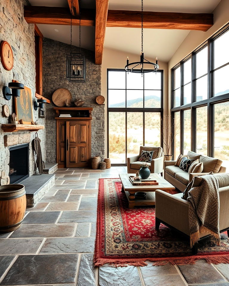 stone flooring western interior design - 25 Western Interior Design Ideas