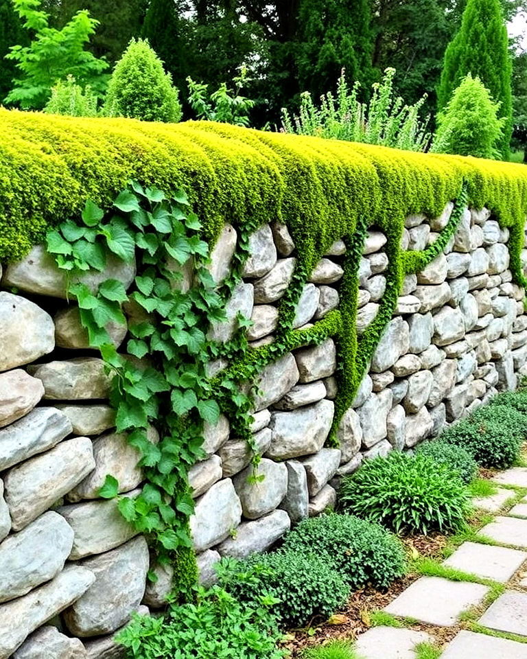 stone garden walls with creeping plants - 15 Farmhouse Garden Ideas
