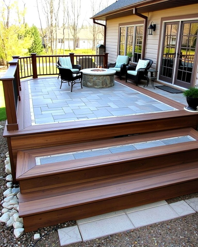 stone inlaid platform deck - 25 Platform Deck Ideas