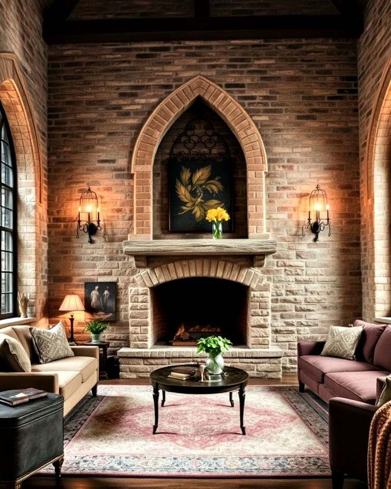 stone or brick walls gothic interior design - 25 Gothic Interior Design Ideas