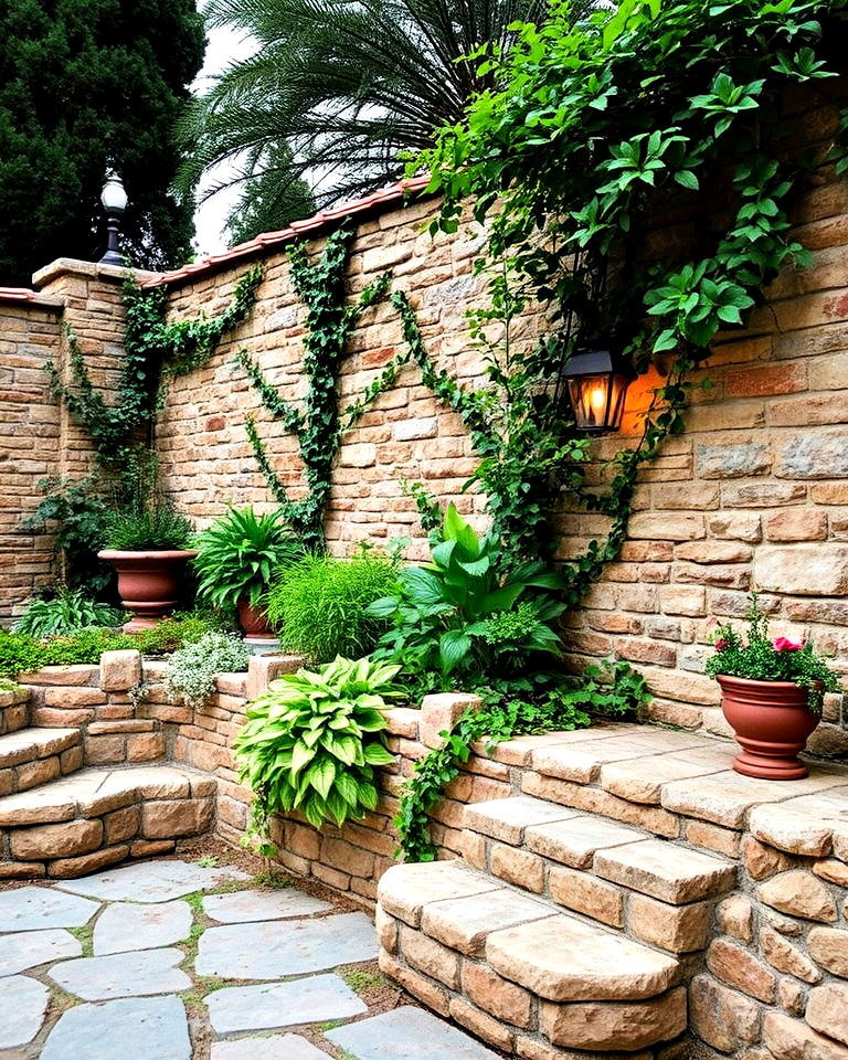 stone or brick walls italian backyard - 20 Italian Backyard Ideas
