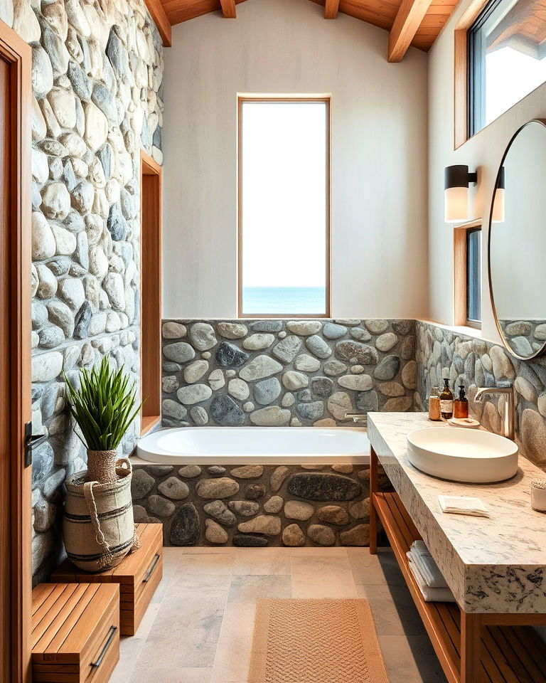 stone or pebble accents beach house interior - 30 Beach House Interior Design Ideas