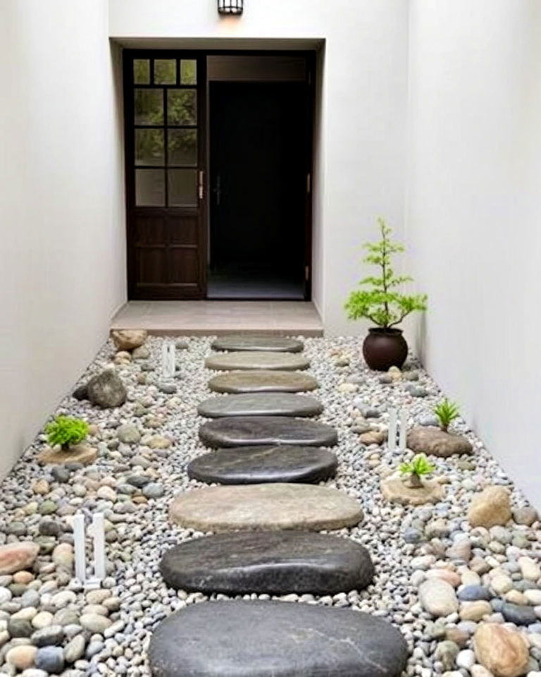 stone pathway creates an entryway for zen appeal - 15 Japanese Entryway Design Ideas
