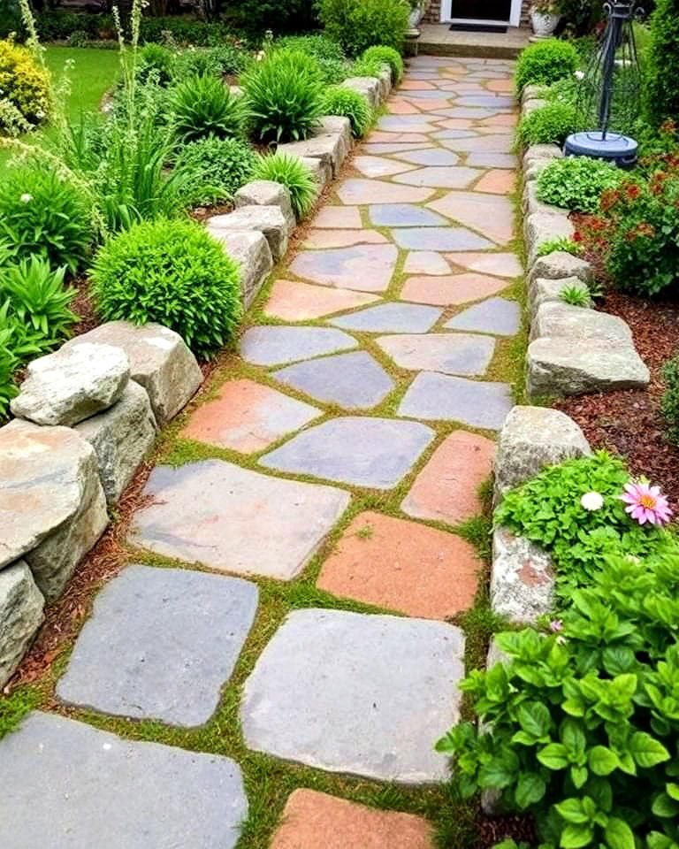stone paving for rustic walkway - 20 Irish Garden Ideas