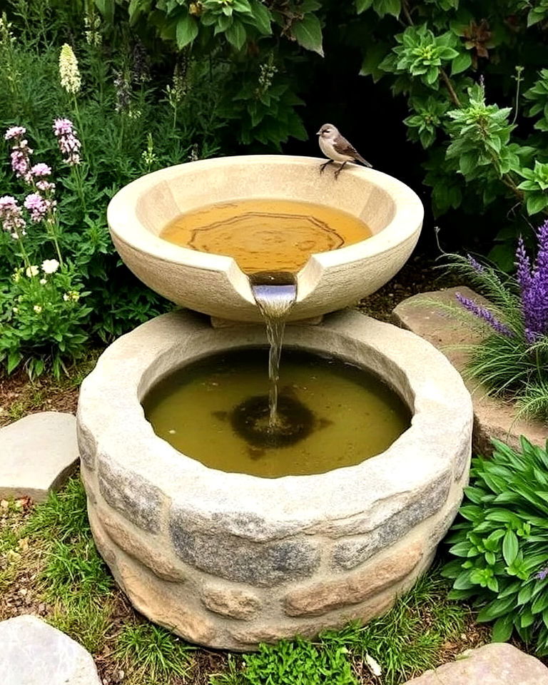 stone water basins with rustic appeal - 25 Greek Garden Ideas