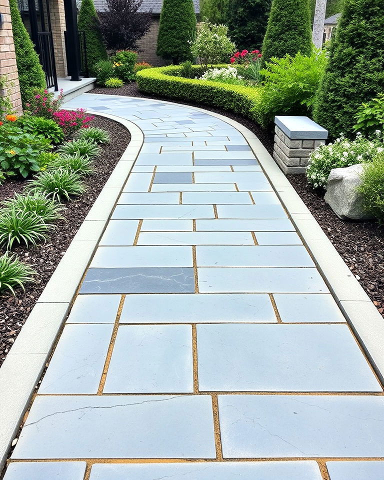 straight bluestone path with clean edges - 20 Bluestone Walkway Ideas