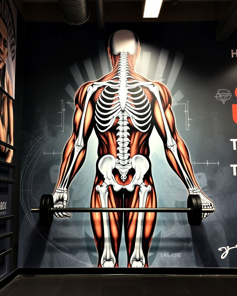 strength and anatomy art gym mural - 15 Gym Murals