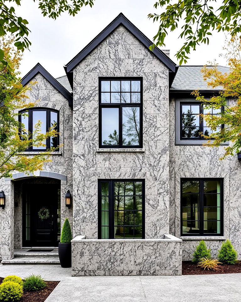 striking and durable granite exterior - 25 Types of Exterior House Stone