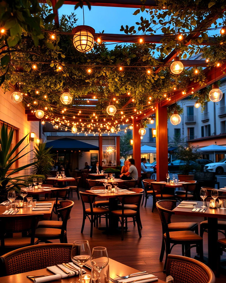 string lights for a cozy glow - 25 Italian Restaurant Decor Ideas