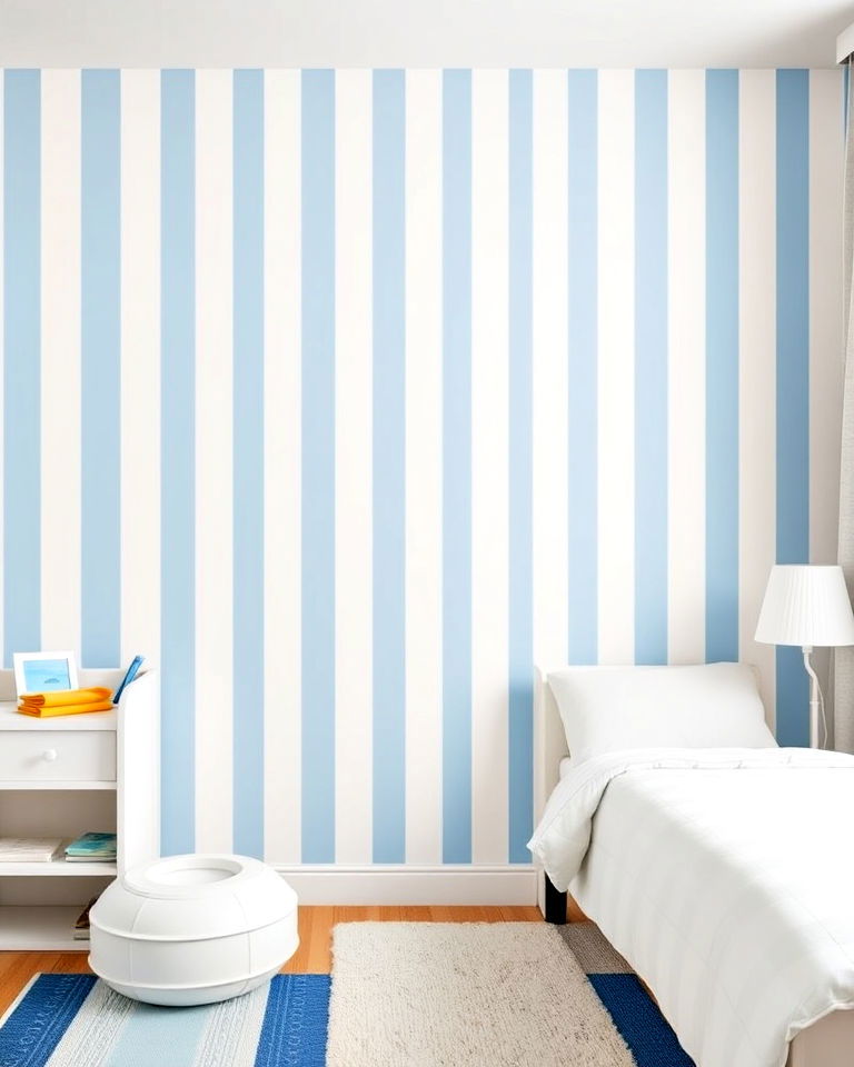 striped accent wall to a kids room - 25 Kids Room Accent Wall