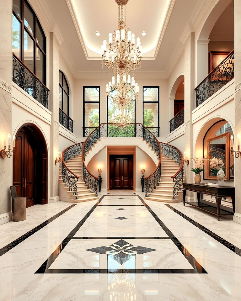 stunning entrance sets the tone for the entire villa - 15 Villa Interior Design Ideas