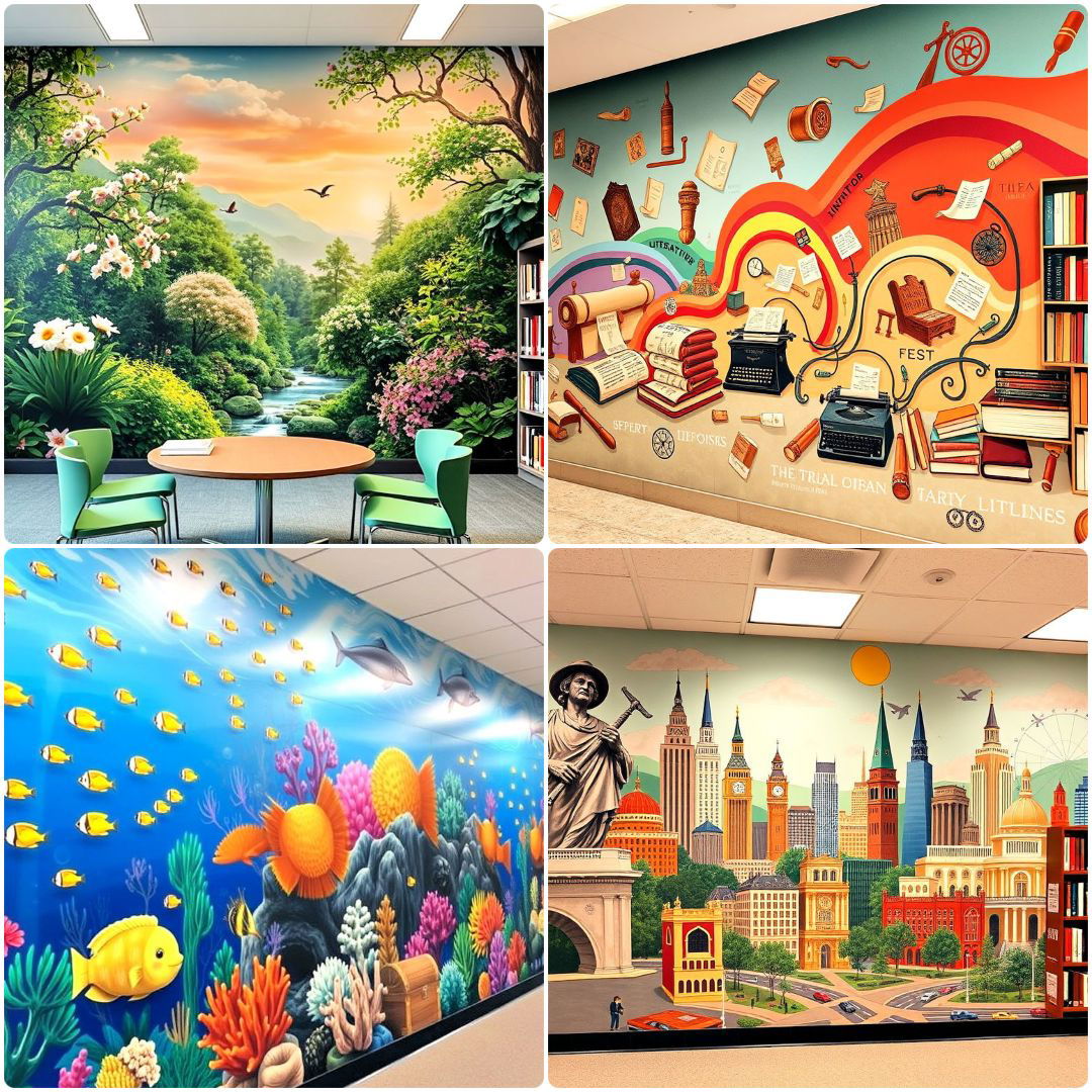 stunning library murals ideas