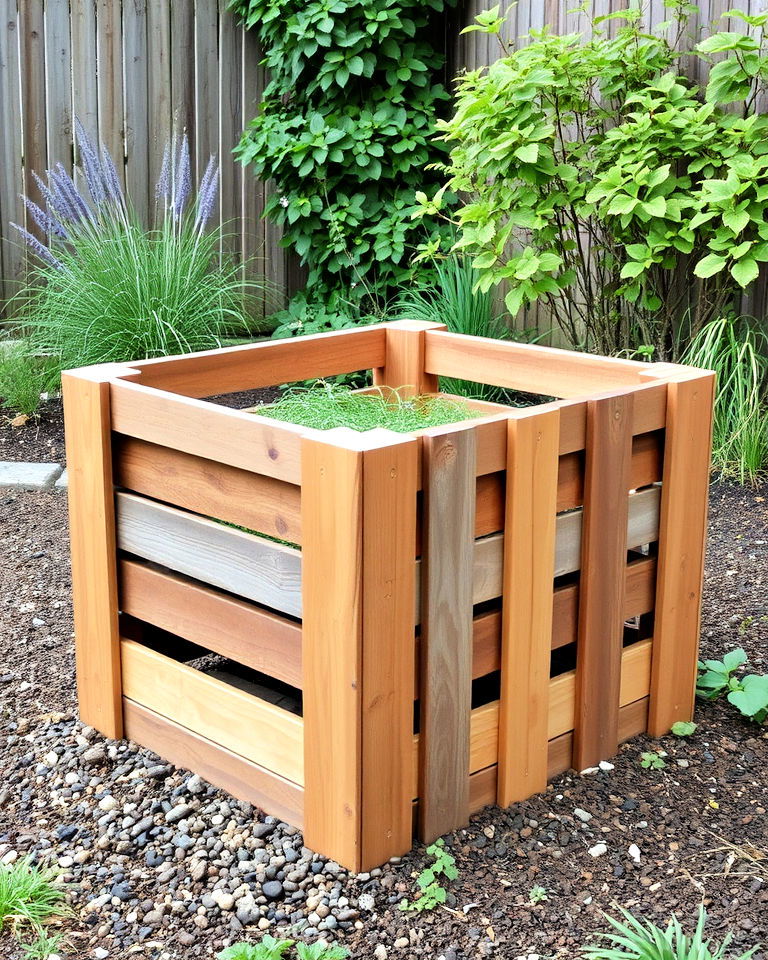 sturdy compost bin using railroad ties - 15 Railroad Ties Landscaping Ideas