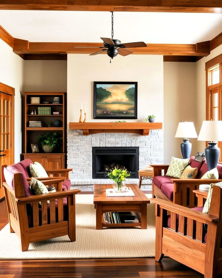 sturdy handcrafted furniture for craftsman living room - 25 Craftsman Living Room Ideas
