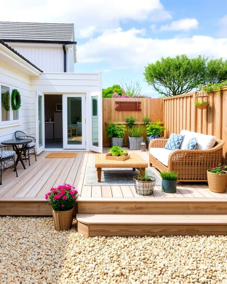 stylish coastal decking garden - 20 Seaside Themed Garden Ideas