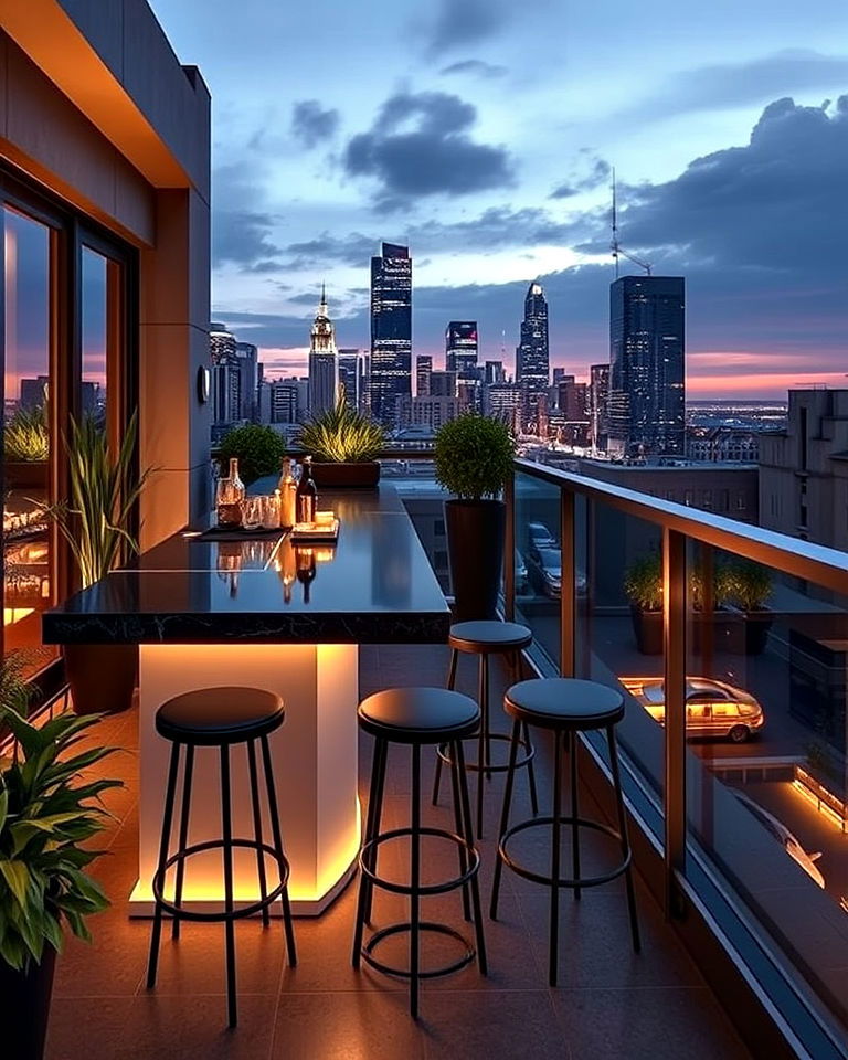 stylish cocktail bar penthouse balcony - 15 Penthouse Balcony Ideas