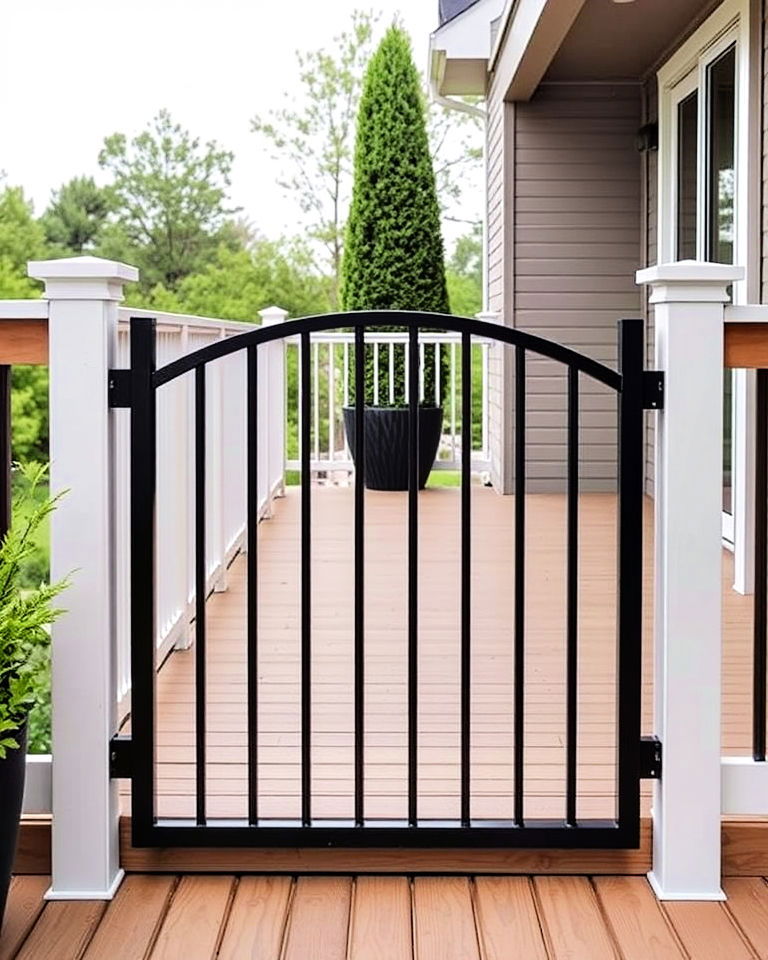stylish curved metal deck gate - 25 Deck Gate Ideas