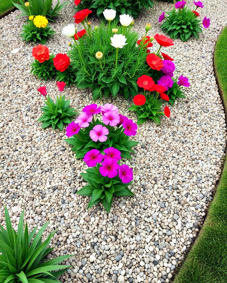 stylish flower beds with pea gravel - 20 Pea Gravel Landscaping Ideas