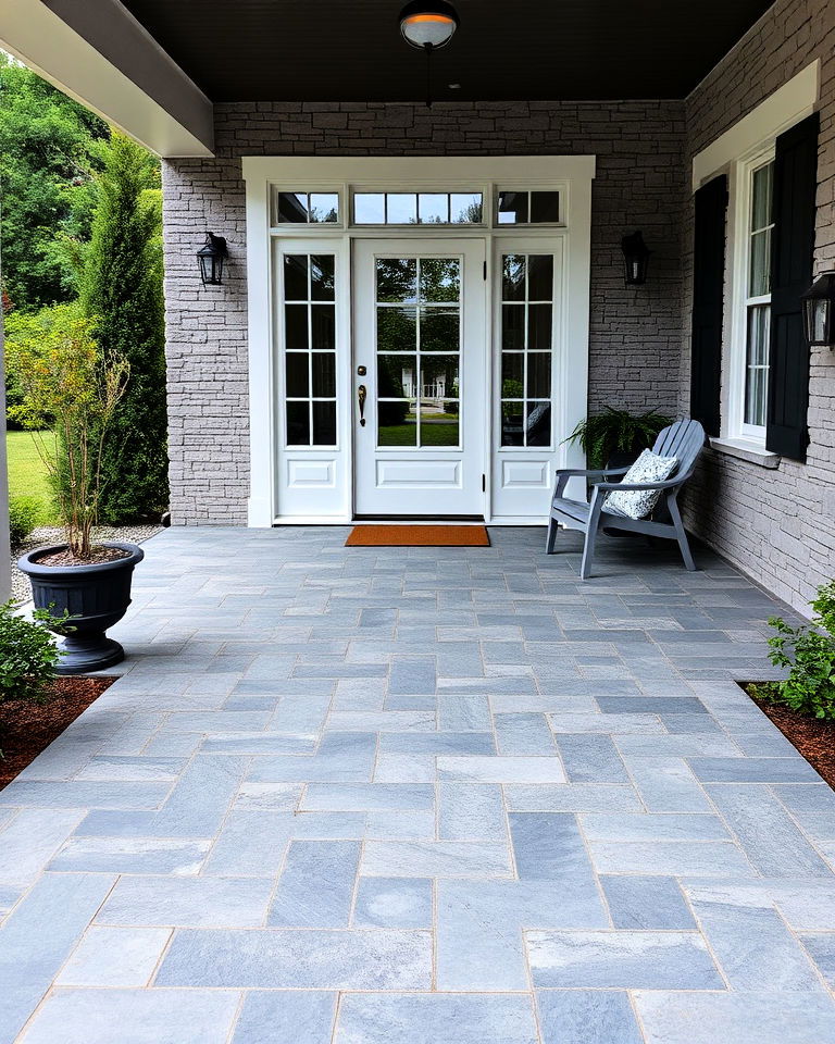 stylish herringbone bluestone layout - 15 Bluestone Front Porch Ideas