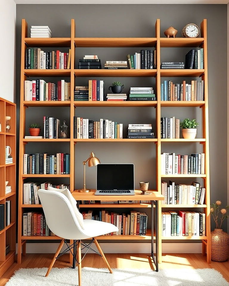 stylish ladder shelf library home office - 25 Home Office Library Ideas