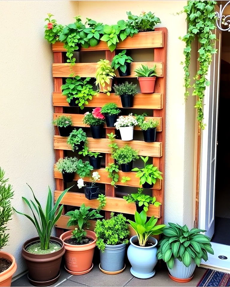 stylish vertical pallet garden - 15 Corner Garden Ideas With Pots