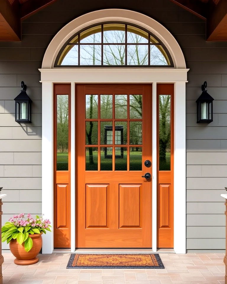 stylish windowed front door - 25 Farmhouse Front Door Ideas