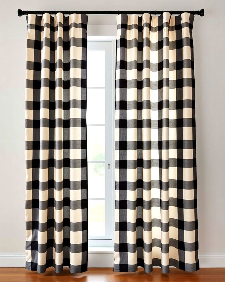 stylish windowpane check curtains stylish windowpane check curtains - 25 Farmhouse Curtain Ideas