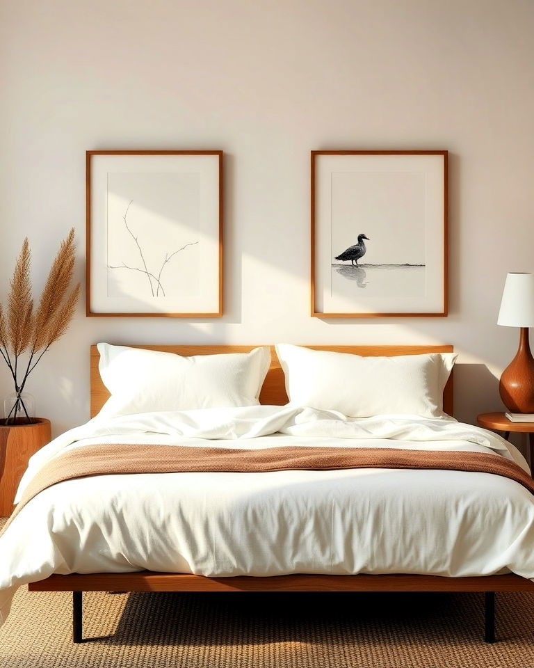 subtle art and decor for a wabi sabi bedroom - 15 Wabi Sabi Bedroom Ideas