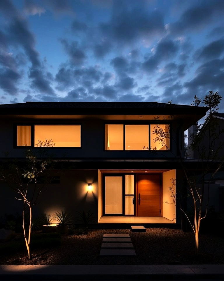 subtle outdoor lighting for japandi house - 15 Japandi House Exterior Ideas