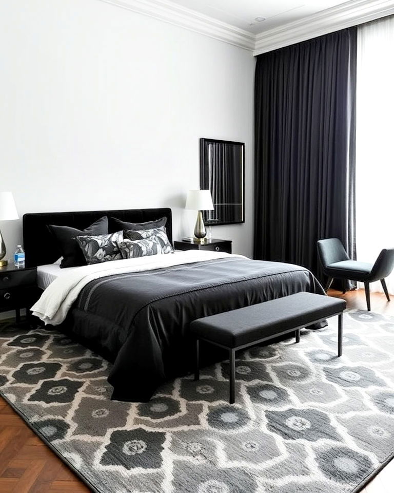 subtle patterns luxury black bedroom - 25 Luxury Black Bedroom Ideas