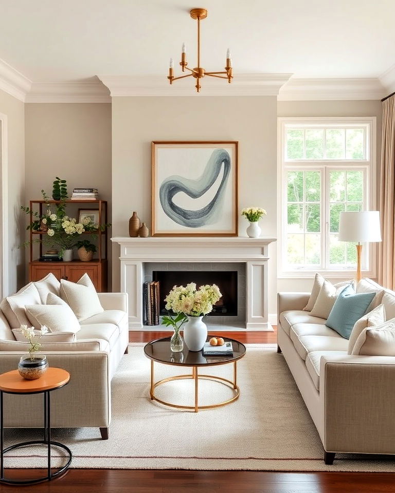 subtle pops of color nancy meyers living room - 15 Nancy Meyers Living Room Ideas