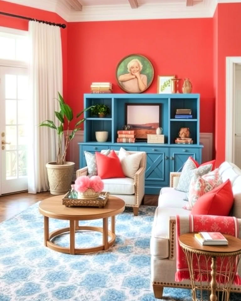 subtle pops of coral coastal interior - 30 Coastal Interior Design Ideas
