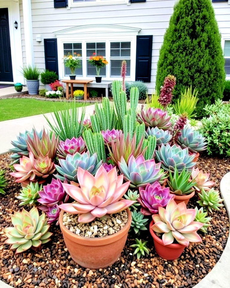succulent garden for small front yard - 20 Small Front Yard Townhouse Landscaping Ideas