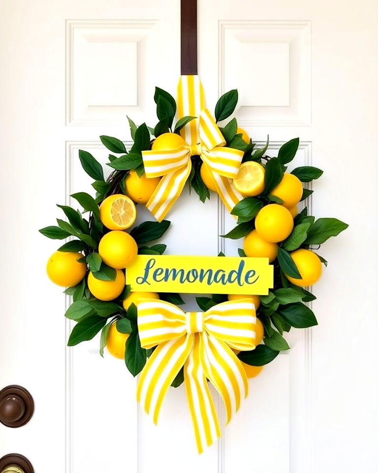 summer door lemonade inspired display - 15 Summer Door Decoration Ideas