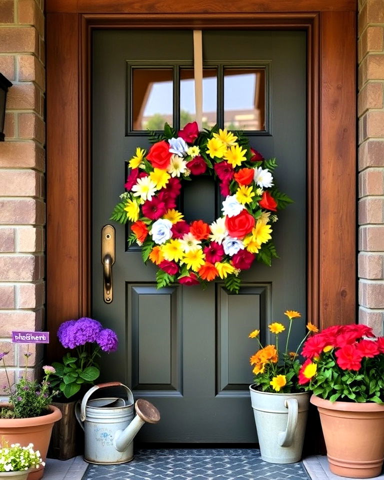 summer garden inspired door - 15 Summer Door Decoration Ideas