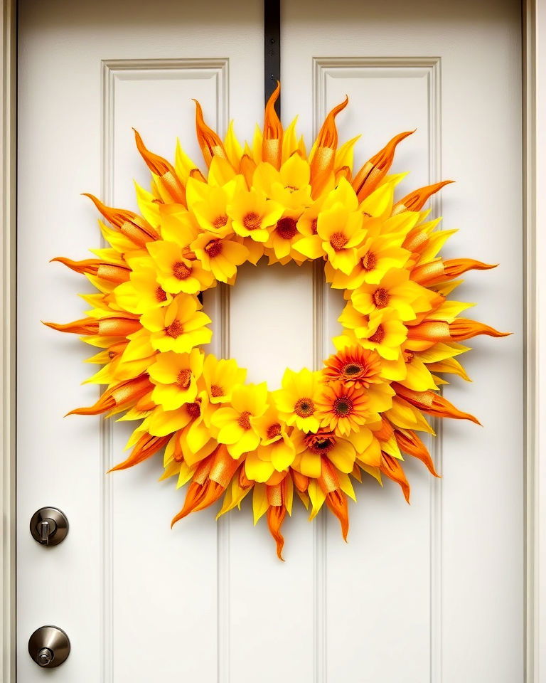 summer sunburst wreath door decoration - 15 Summer Door Decoration Ideas