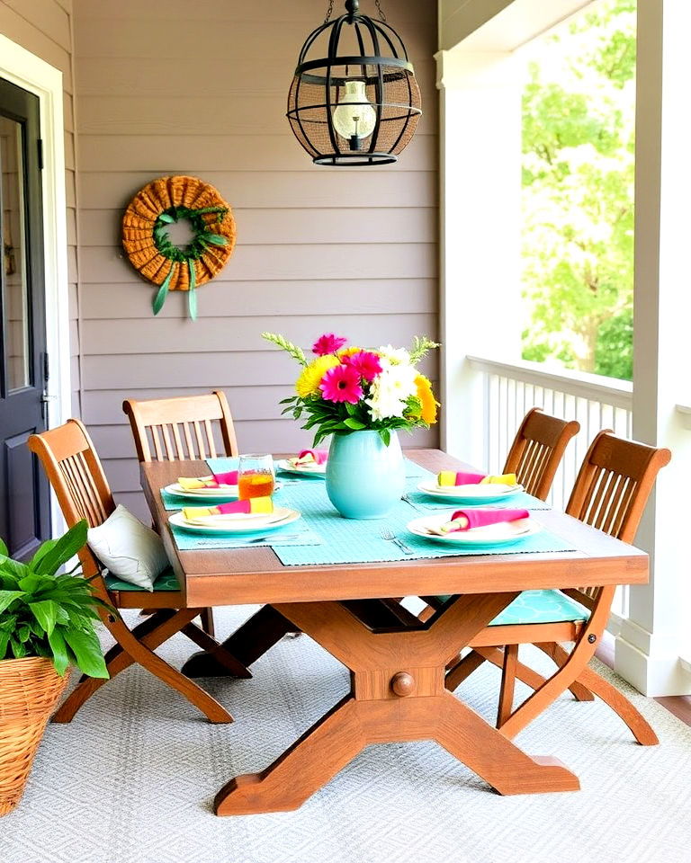 summer themed place settings to add a festive touch - 25 Summer Front Porch Decor Ideas