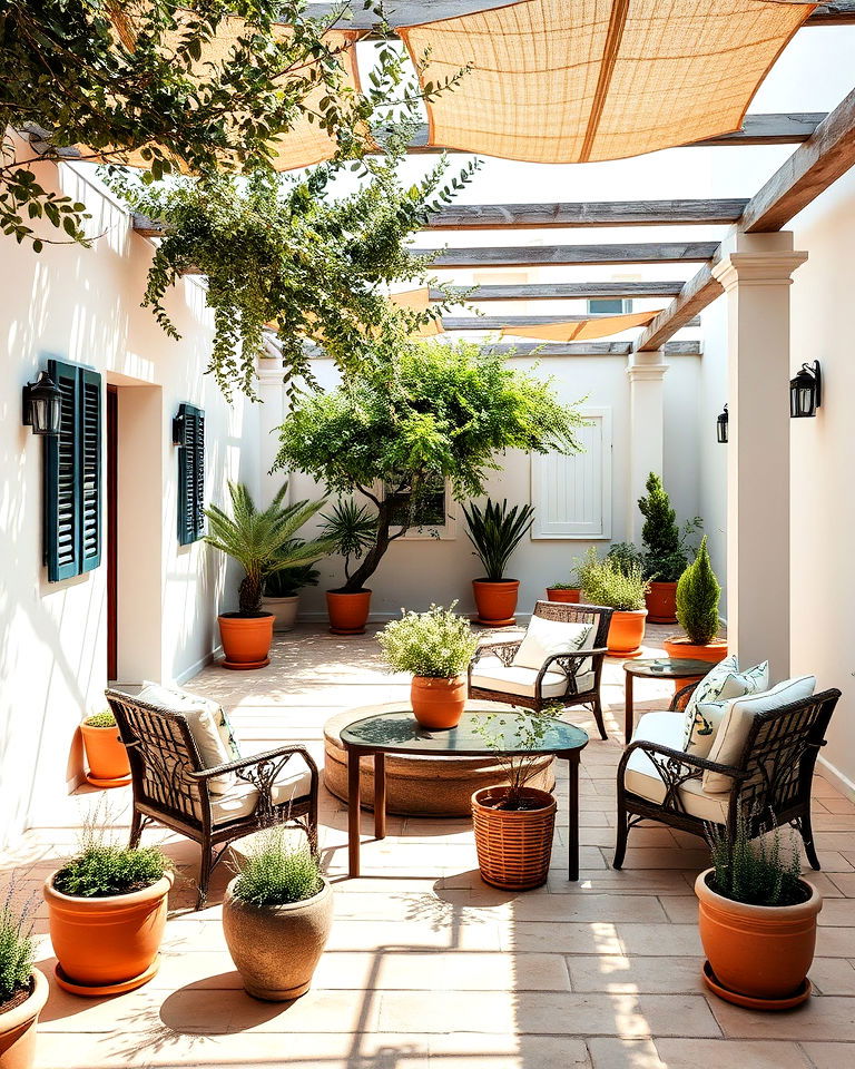 sun drenched courtyards greek garden - 25 Greek Garden Ideas