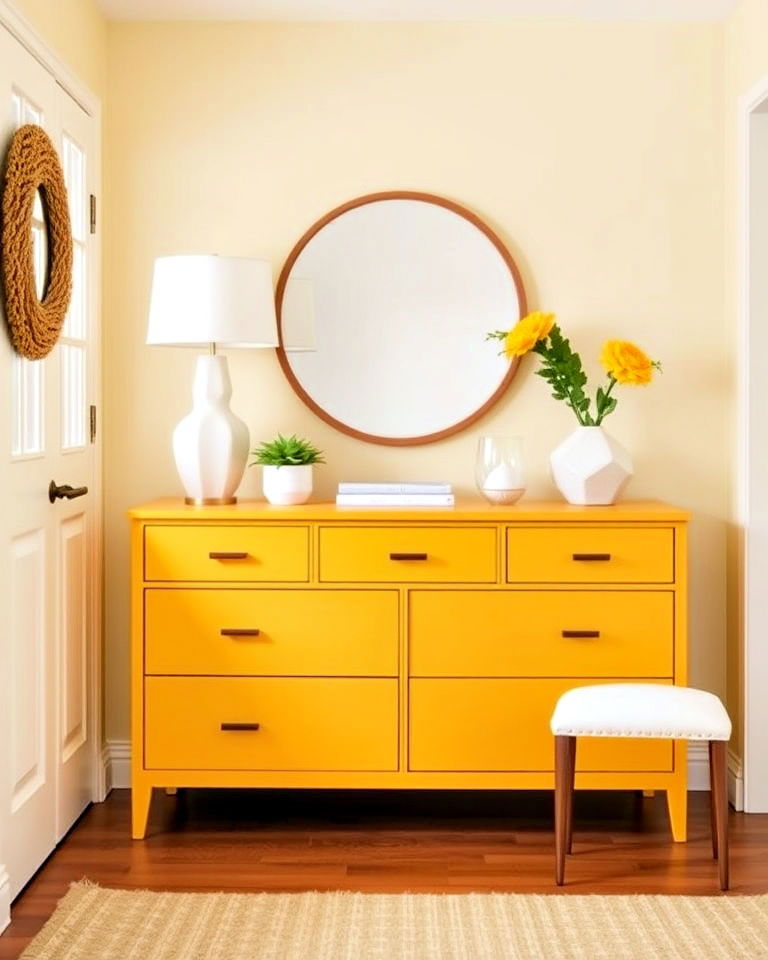 sunny yellow dresser for any room - 35 Painted Dresser Ideas