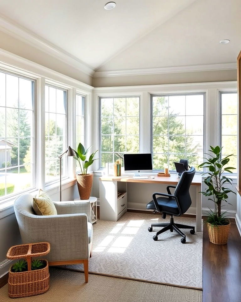sunroom into a productive home office - 15 Second Floor Sunroom Ideas