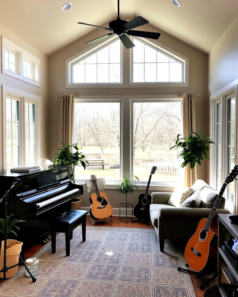 sunroom into music room for inspiration - 15 Second Floor Sunroom Ideas